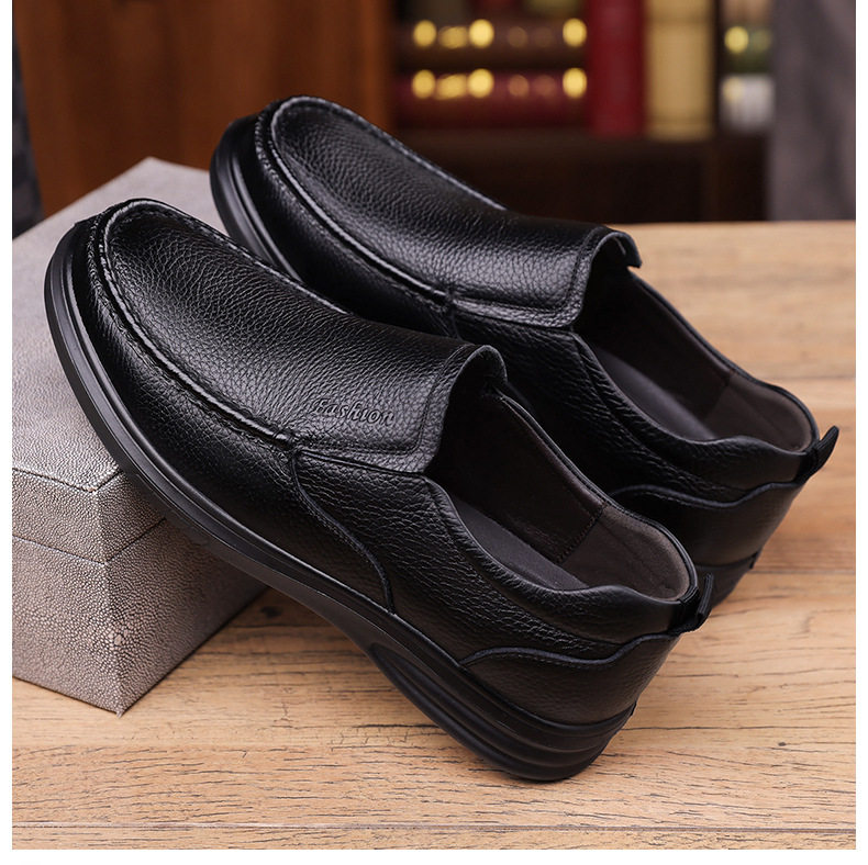 Giày da nam da bò lớp đầu tiên đế mềm, giày lười thường ngày gót thấp 1-3 cm — DT3701 màu nâu, DT3701 màu đen, DT3701-1 plus nhung đen chi tiết 17