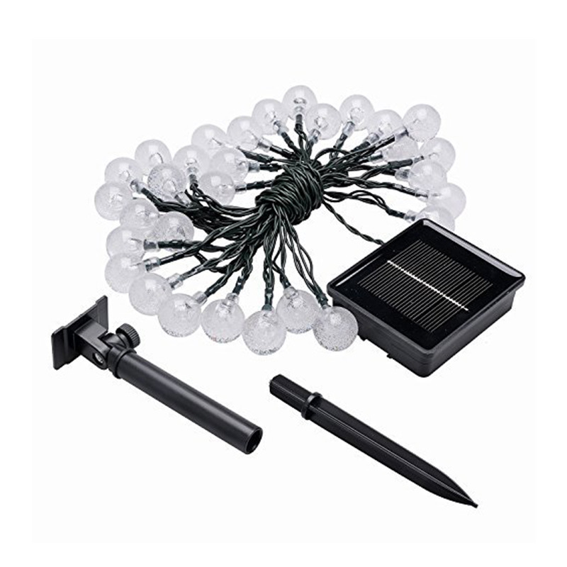Cadena de luz solar LED burbuja cuentas redondas bola de cristal hadas cadena luces al aire libre Navidad vacaciones decoración coloridas luces intermitentes