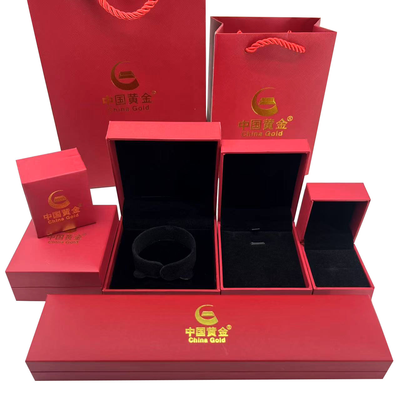 Chinese Gold Jewelry Box 8538 Red Right-Angle Gift Box for Rings, Pendants, Bracelets, and Bangles Packaging Box Direct from the Source Factory