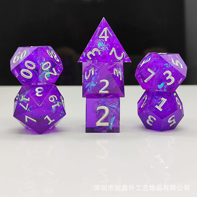 Набор резиновых костей Kusuro COC DND TRPG, многоугольный эпоксидный 7‑частей радужных цветов