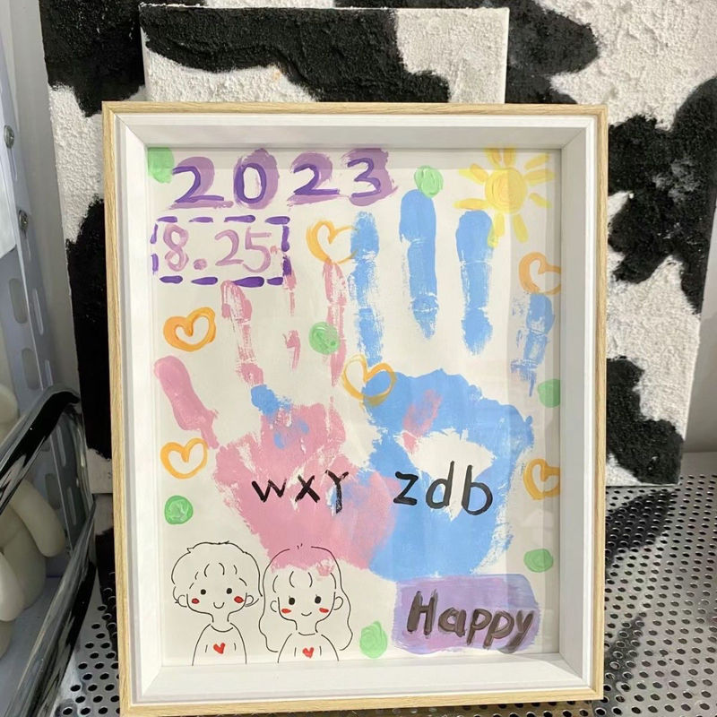 Couple's Handprint Photo Frame to Commemorate Handmade Palm Prints for Chinese Valentine's Day, Commemorative Photo Frame for Best Friend and Boyfriend Couple's Handprint Photo Frame to Commemorate Handmade Palm Prints for Chinese Valentine's Day, Commemorative Photo Frame for Best Friend and Boyfriend