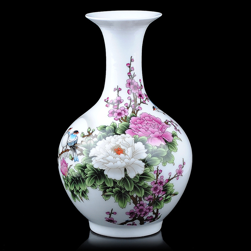 景德镇陶瓷花瓶摆件客厅插花现代简约家居干花装饰品瓷器瓷瓶子