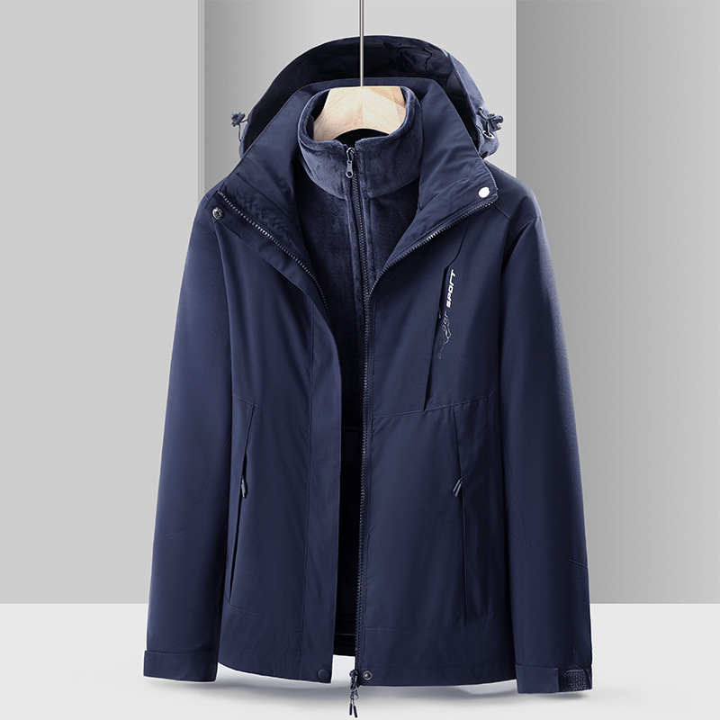 Chaqueta de pareja al aire libre de los hombres y las mujeres forrado de lana tres en uno desmontable de dos piezas a prueba de frío traje de Montañismo