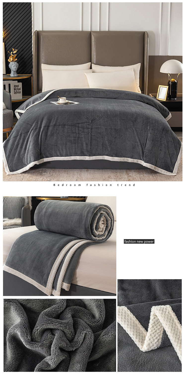 Unisex-Promi-Heißverkauf doppelseitige verdickte Milchsamtdecke Flanelldecke Steppdecke Winterlaken kleine Decke Nickerchendecke_voghion.com