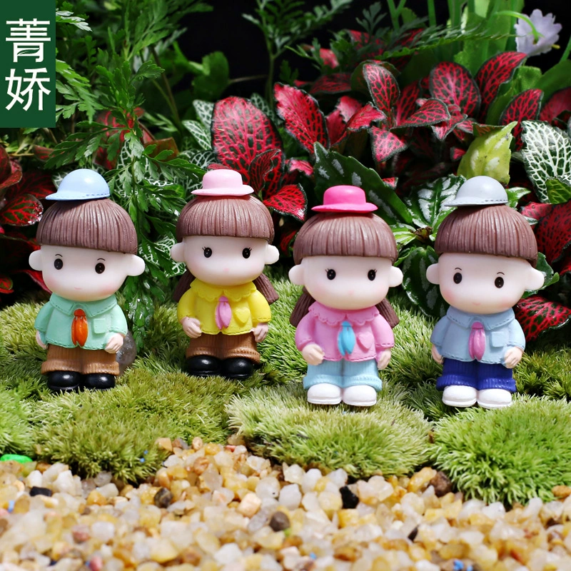 Маленькая шляпа пара сделала мох мясистый микропейзаж DIY материал горшок Садоводство зеленые растения Цветочные украшения