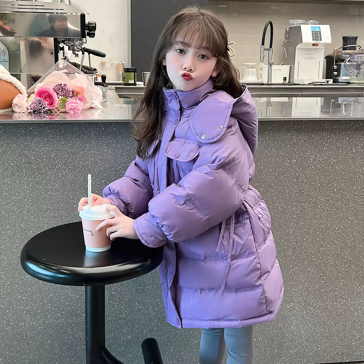 女童冬装外套棉袄儿童装2025新款洋气红色棉服小女孩冬季羽绒棉衣