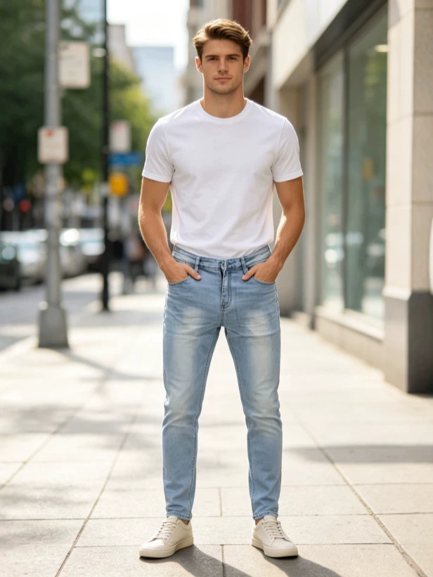 Jeans Ajustados Elásticos para Hombre de Algodón y Poliéster para Uso Casual image 1