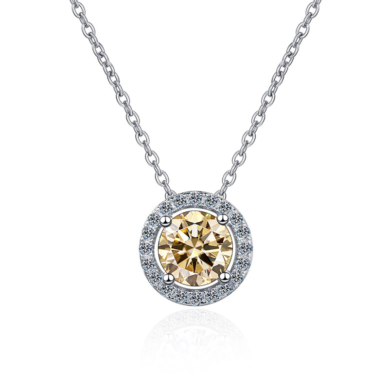 Ventas transfronterizas clásicas de Seiko 925 plata esterlina collar de piedra de moissanita colgante de bolsillo de mujer simple coreano