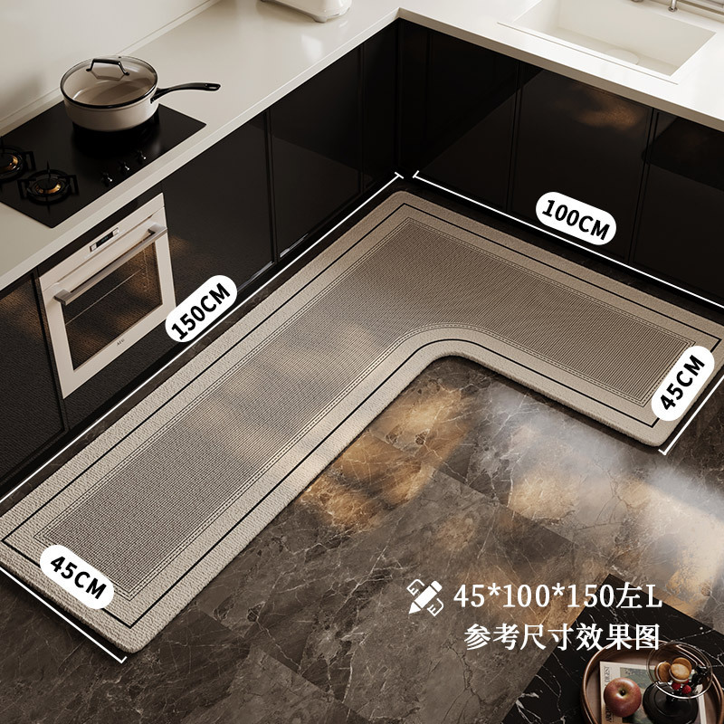 モダン軽豪華L型キッチンフロアマット滑り止め防油フットマット吸水吸油高級感可拭きフリースカーペット|undefined