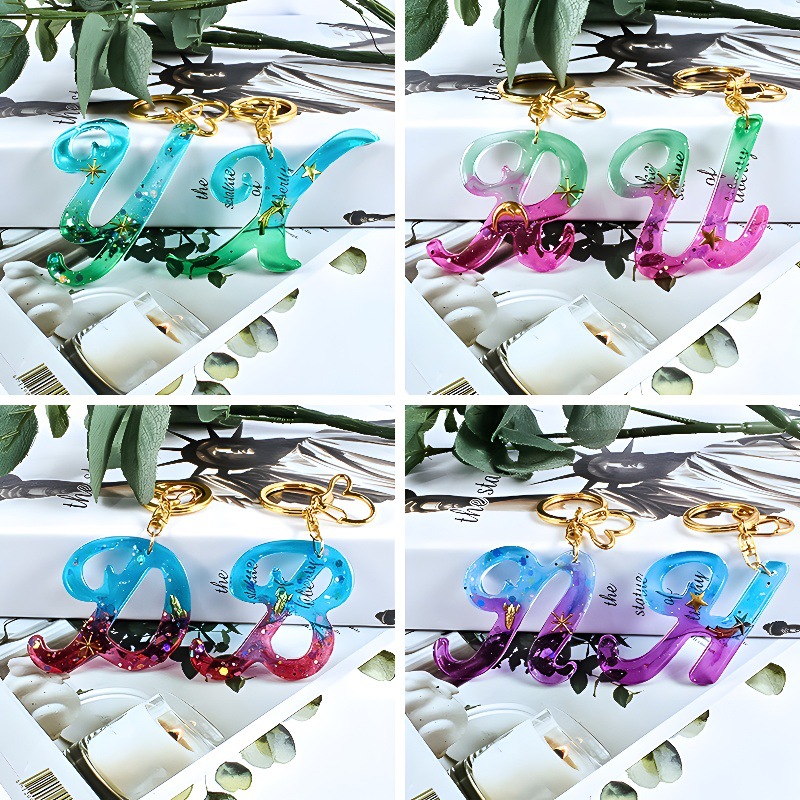 DIY cristal epoxi resina molde colgante 26 inglés llavero silicona molde Amazon