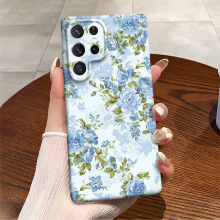 虾皮热销蓝色花朵菲林壳适用GalaxyA53高级感国风手机壳S24硬壳女