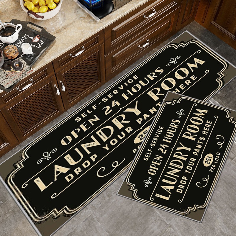 Transfronterizos letras americanas alfombra de terciopelo de cristal fácil de cuidar cocina dos piezas conjuntos de alfombra de suelo resistente al desgaste se puede cortar image 10