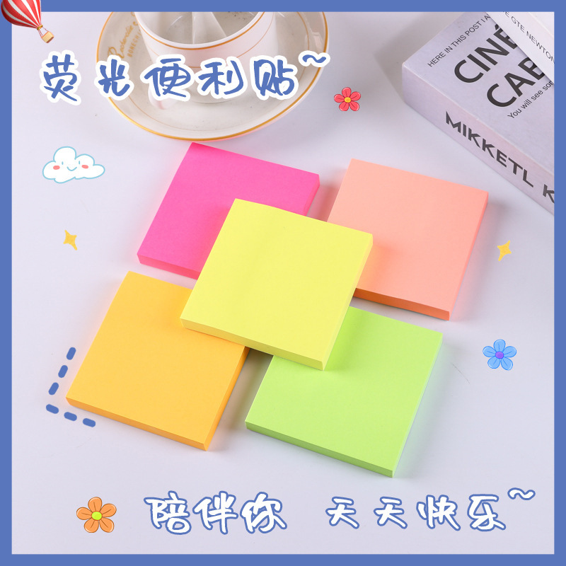 Papel fluorescente color pegatina de color fuerte color simple estudiantes n veces pegatina cuadrada nota de nota