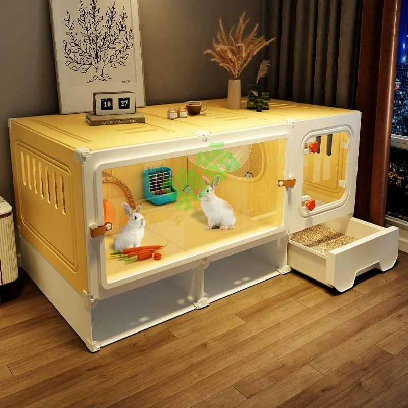 Yut кроличья клетка полностью закрытая Туалет против запаха дома большой дом для домашних животных