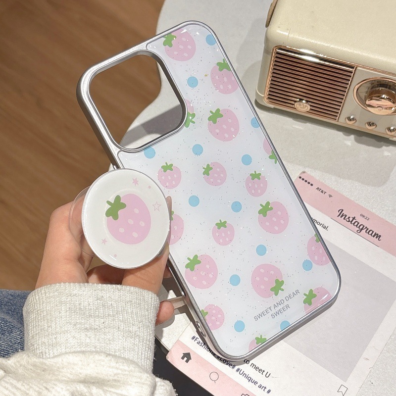 Chica ins epoxi rosa fresa para iPhone16ProMax/15 funda para teléfono 13 Apple 14 soporte 16