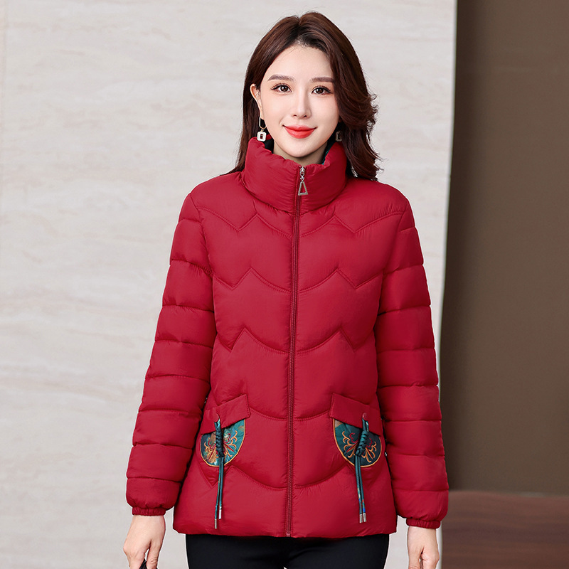 新款加厚中年棉衣女外套洋气加厚保暖小个子妈妈装羽绒棉服立领|undefined