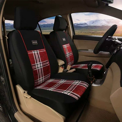 Seat cushion, seat cover, Double-Row Small Truck Full Surround Cloth - thick-linen-black-and-red-ordinary-style-the-front-row-is-made-of-2-main-and-deputy-leave-the-car-model-after-the-address