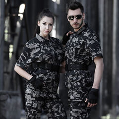 Camouflage suit suit for men, short-sleeved, thin, breathable and wear-resistant, special training suit for military fans, training suit, female performance overalls, summer
