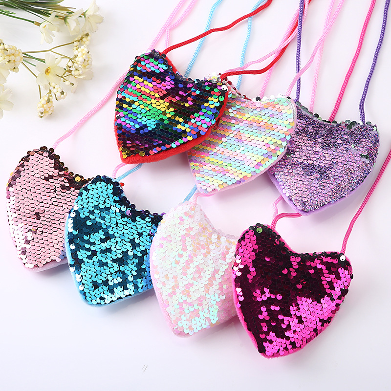 Women's Solid Color Cloth Sequins Zipper Kids Wallets display picture 2