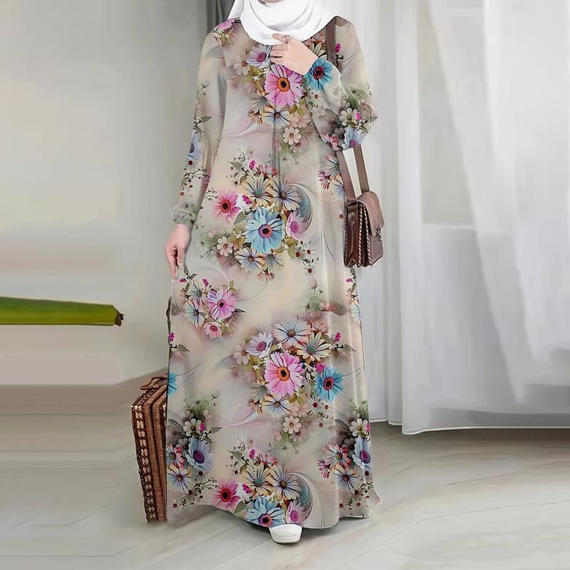 Robe abaya longue et modeste, coupe ample, style musulman, en polyester._voghion.com