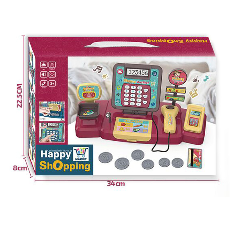 Transfronterizos para niños caja registradora juego de juguetes multifuncional simulación de supermercado caja registradora de compras casera