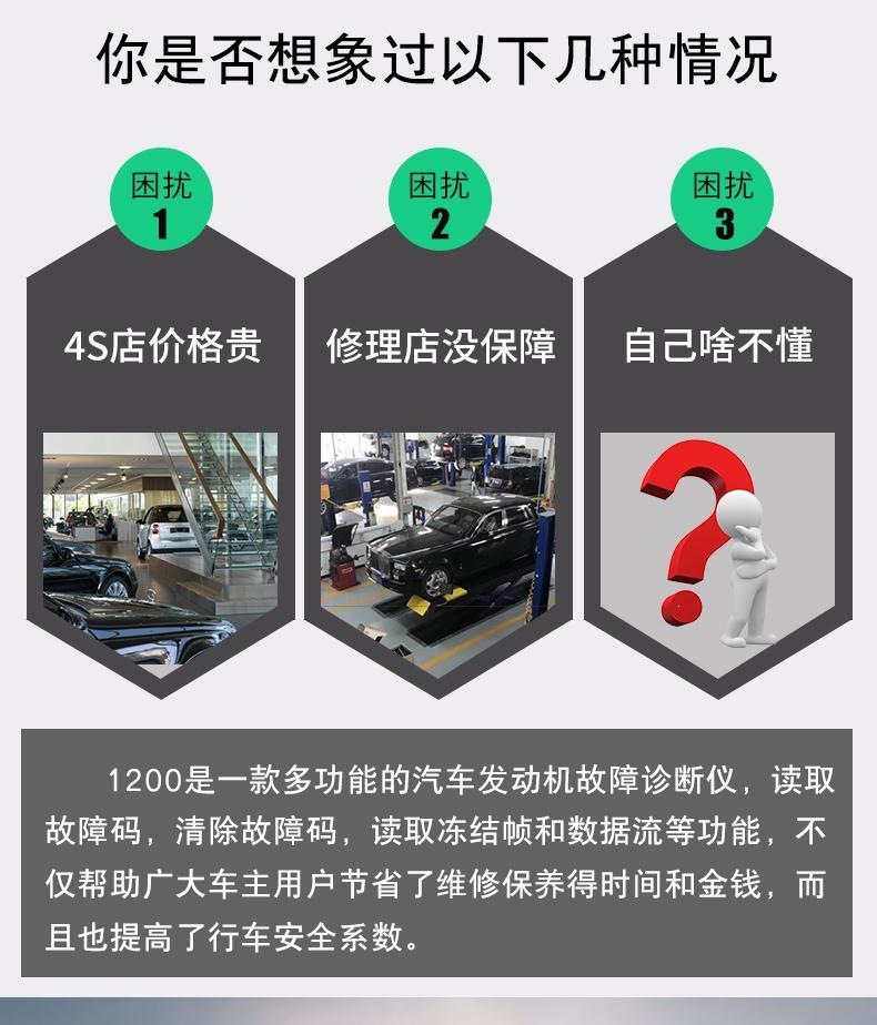 OM1200 Automotive Diagnostic Scanner, OBD On-Board Computer, Universal Engine Fault Diagnostic Tool, Reads Data Stream