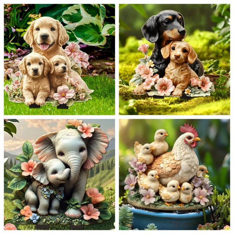 Акриловые садовые вставки, напольные вставки, декоративные цветочные горшки, тематические цветочные композиции для двора и газона, бонсай и фигурки животных.