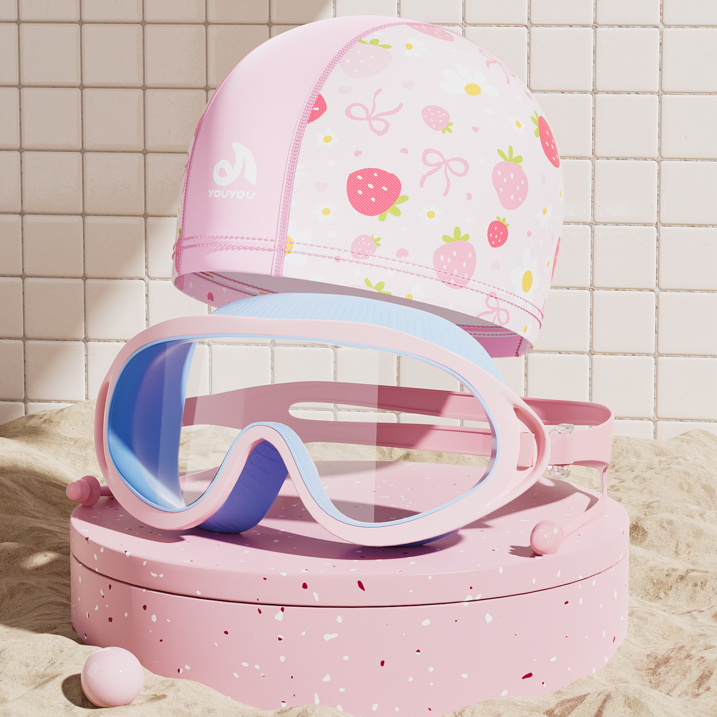 Set de Gafas de Natación de Marco Grande con Gorro para Niños PC Antivaho e Impermeable image 21