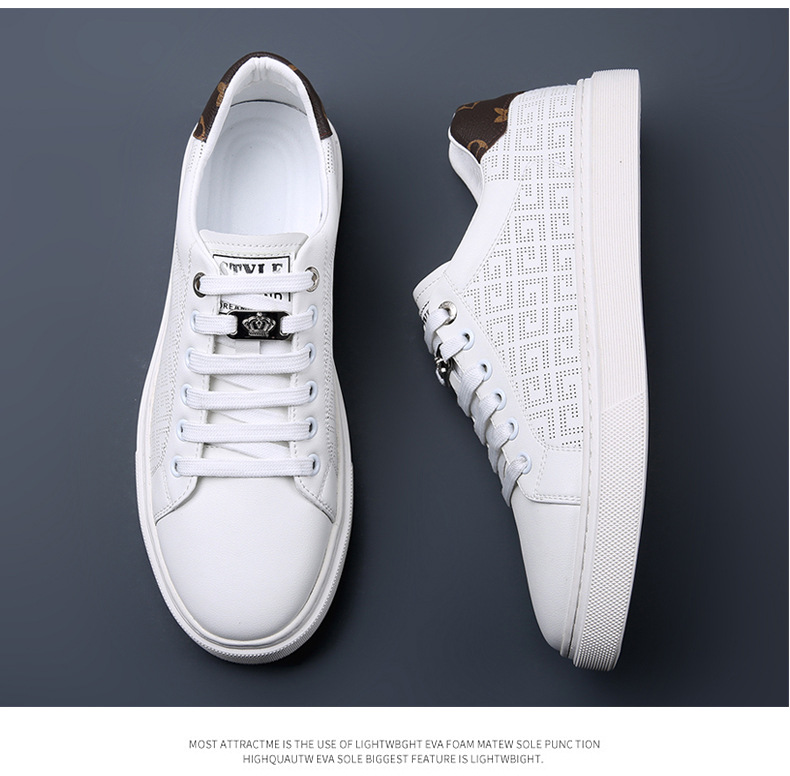 New Summer Leather Mesh Breathable Sports Casual Men S Shoes Hollow Fashion Versatile Small White_voghion.com