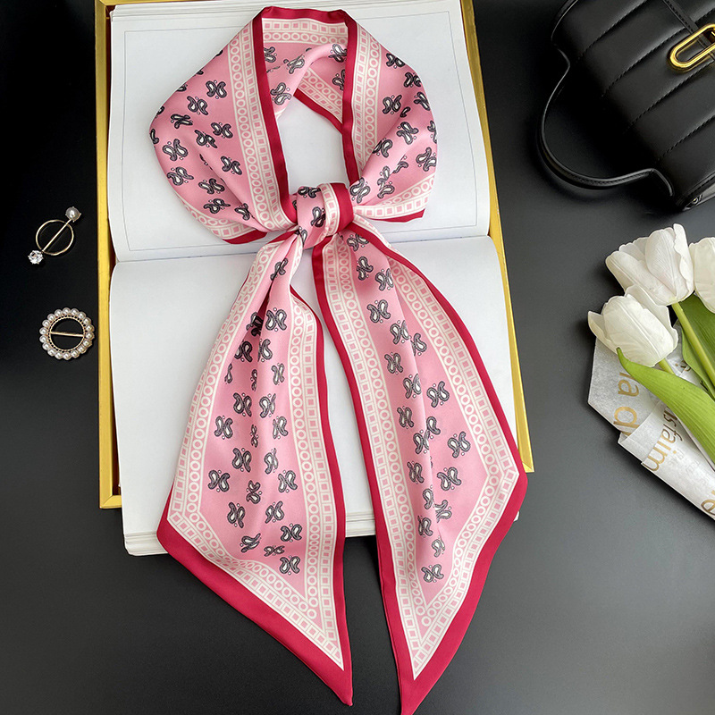 Bufanda larga pequeña para mujer primavera y verano nuevo impreso moda todo partido corbata de pelo bolsa bufanda decorativa cinta banda de pelo