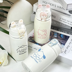 猫爪保温カップ高颜値かわいいhello女子ストローカップ316ステンレス携帯学生児童カップ