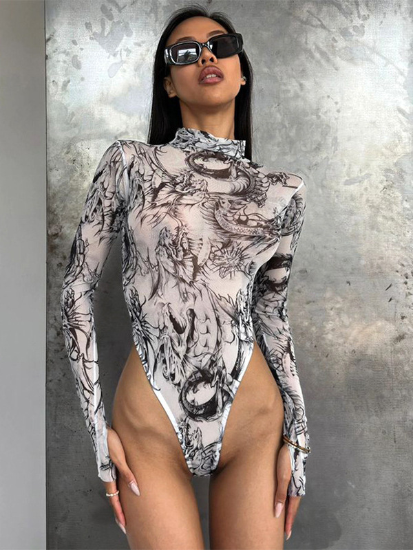 跨境爆款扎染情趣内衣连体衣扎染欧美性感紧身外穿bodysuit连身衣