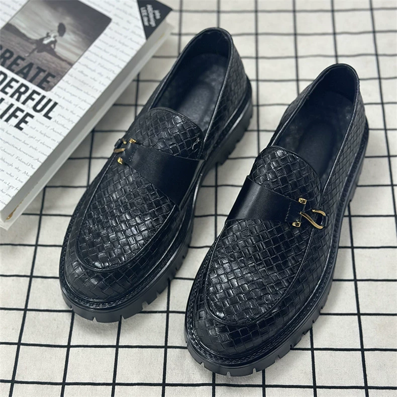 2024 новые весенне-осенние кожаные мужские туфли с толстой подошной износостойкой бизнес-обувь с педалью кожаные туфли