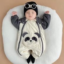 婴儿冬装衣服超萌秋冬冲锋衣婴幼儿外出服男女洋气宝宝加厚连体衣