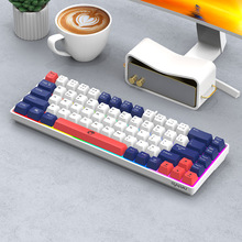 跨境雷魁K68双拼色68键游戏竞技办公笔记本电竞有线键盘