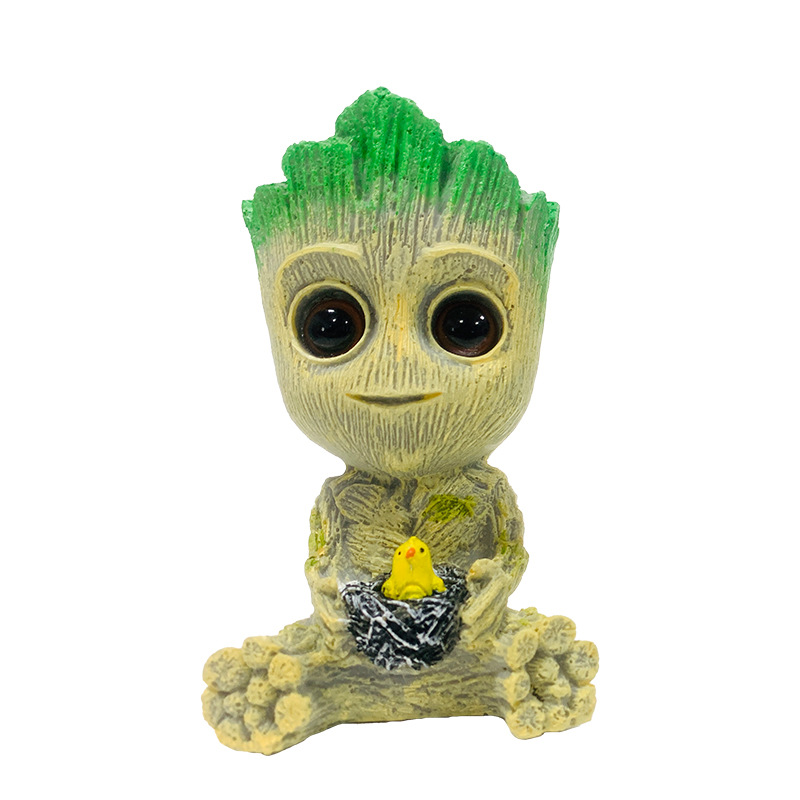 Pecera decoración DIY Galaxy guardia Groot maceta Nido de Pájaro resina árbol hombre Grut Tree Man mano Oficina
