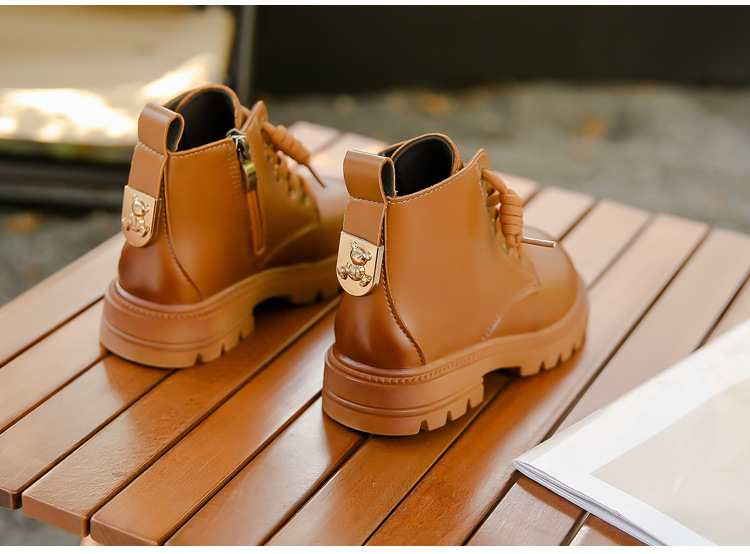 2023 Autumn Maillard Children's Leather Martin Boots for Boys and Girls Single Boot Fashion British Handsome Non slip_voghion.com