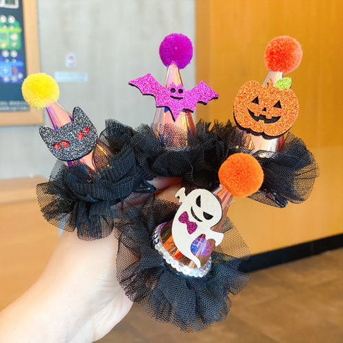 Glow of hair hairpin bats pumpkin Halloween skull cap top clip jokes props children's headdress