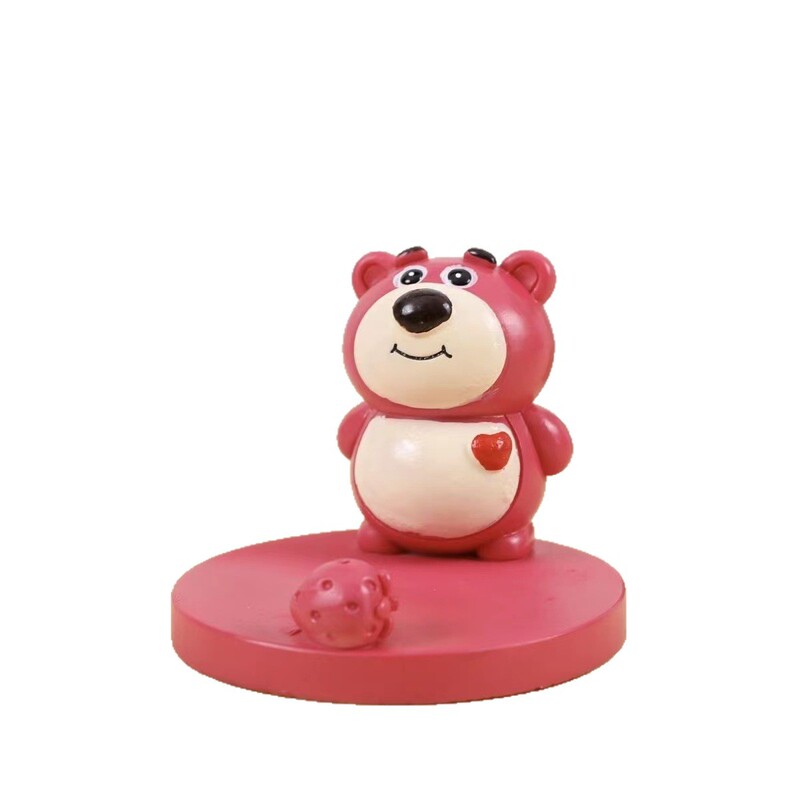 クリエイティブイチゴクマ携帯電話ホルダーデスクトップかわいいピンククマ装飾品タブレットスタンドオフィス携帯電話ホルダー良いもの|undefined