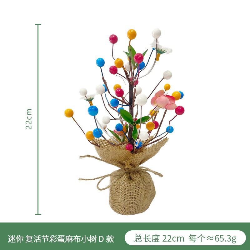 Artificial colorido huevo de madera pila pequeño árbol Amazonas Pascua espuma huevo Margarita planta verde falso hoja decoración interior