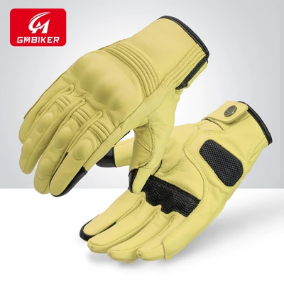 Motorcycle Safety Supplies: Warm, Genuine Leather, Anti-Fall, Racing - 303m-yellow-windproof-model-imported-goatskin-soft-and-comfortable-s