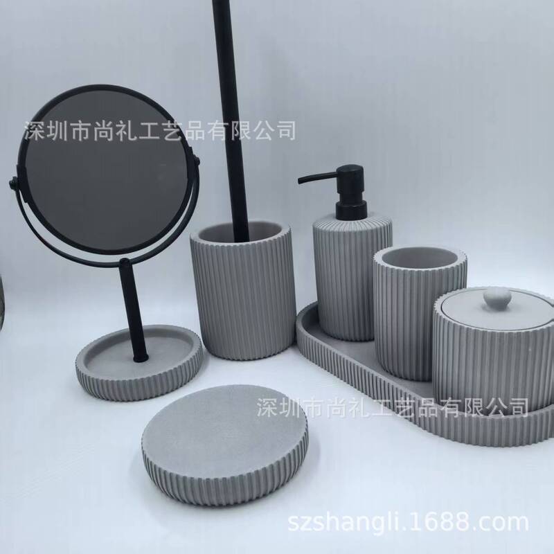 Amazon Ebay Aliexpress Hot Selling Various Simple Style Concrete Cement Bathroom Sets Bathroom Toiletry Kits
