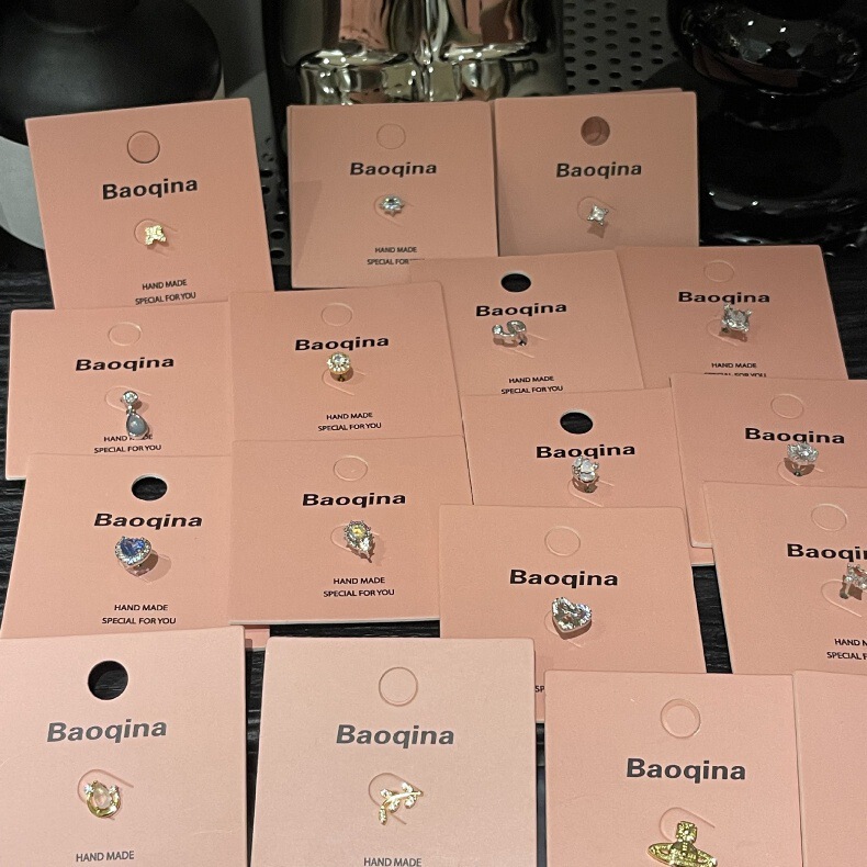 Pink Card Genuine Baoqina Flats Bottom Threaded Ear Bone Nail Style Multi-fashion Cross-border Hot-selling Piercing Jewelry Pink Card Genuine Baoqina Flats Bottom Threaded Ear Bone Nail Style Multi-fashion Cross-border Hot-selling Piercing Jewelry
