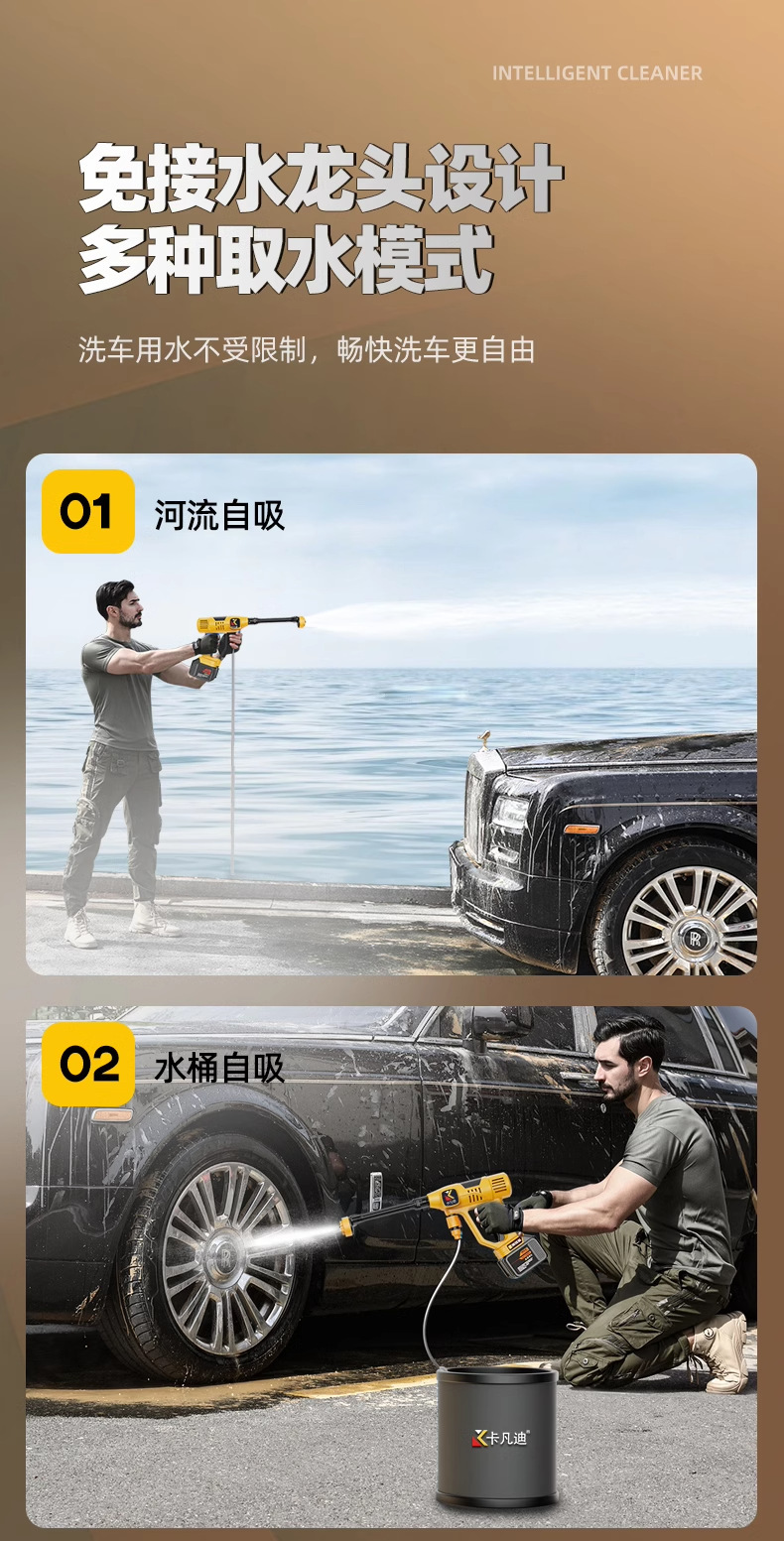 Customized Strong Pressurized Car Washing Machine Household Portable Rechargeable High-Pressure Water Gun Lithium Battery Water Pump Wireless Cleaning Artifact
