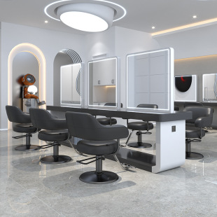 Bojue Barber Shop Mirror, Hair Salon Special Hair Salon Trendy Mirror Table Hair Cutting with Light Single and Double-Sided Perm and Dye Floor Mirror