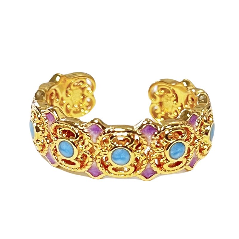 5g Weight Rings Classification 1 Piece Quantity Holiday, Daily Occasion Copper Material Flower Pattern All Seasons Season Women's Gender Enamel Design Vacation, Simple Style Style Wholesale Jewelry Vacation Simple Style Flower Copper Enamel Rings 14