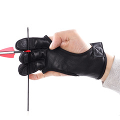 批發 鹿皮三指手套 傳統反曲美獵弓箭地中海射箭護指尺碼可選