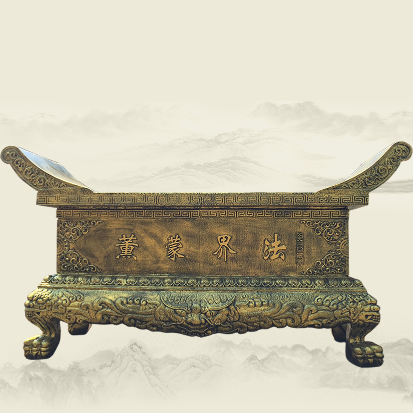 寺院香樟木雕供桌 摆祭品铸铁元宝桌厂家批发
