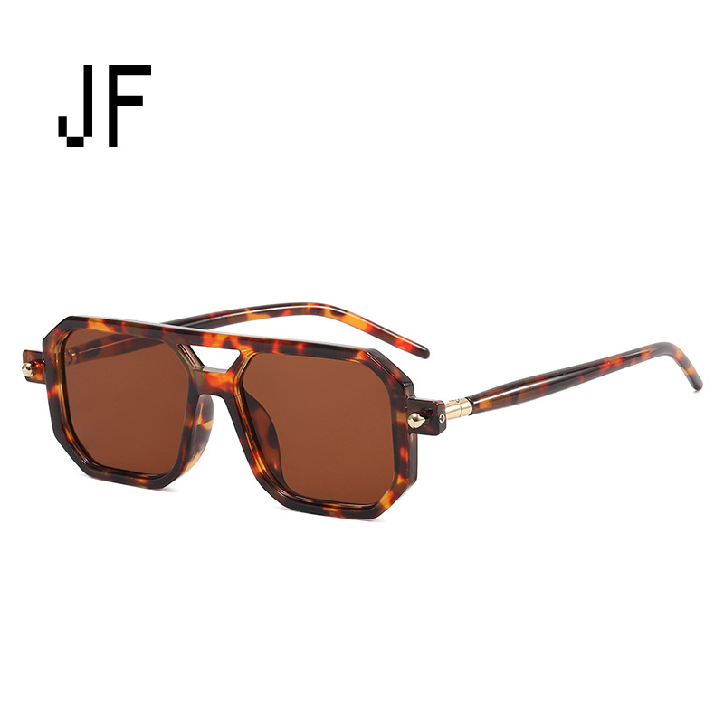 Retro Square Men's Sunglasses With Double Bridge Minimalist Style_voghion.com