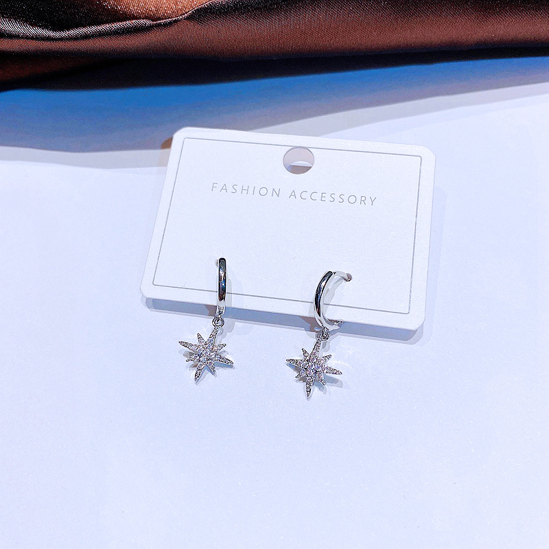 Womenu0027S Fashion Star Copper Earrings Inlaid zircon Zircon Drop Earrings